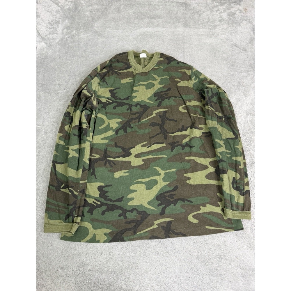 Vintage 90s Camo Long Sleeve T Shirt Men's Size XL Green Made In USA